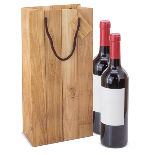 WOOD EFFECT PAPER BAG FOR 2 BOTTLES "ABETO"