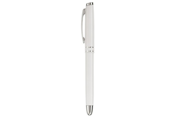 Pen set 2 stripes barrel metal - White