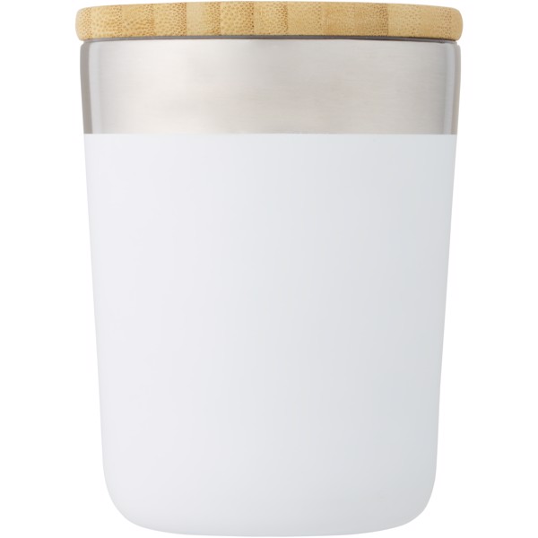 Copo térmico de 330 ml de cobre isolado a vácuo em aço inoxidável com tampa de bambu "Lagan" - Branco