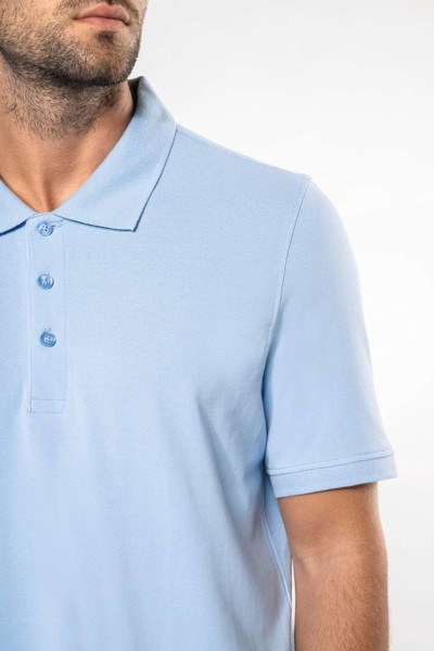 Men's Short-Sleeved Piqué Polo Shirt - Light Royal Blue / L