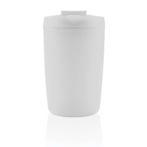 GRS Recycled PP tumbler with flip lid - White