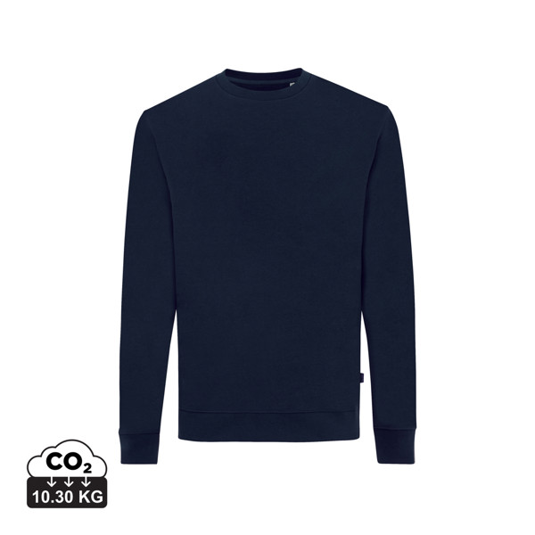 Sweater à col rond en coton recyclé Iqoniq Zion - Bleu Marine / M