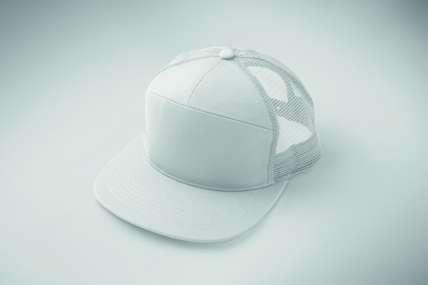 7 panel flat visor cap Bead - White