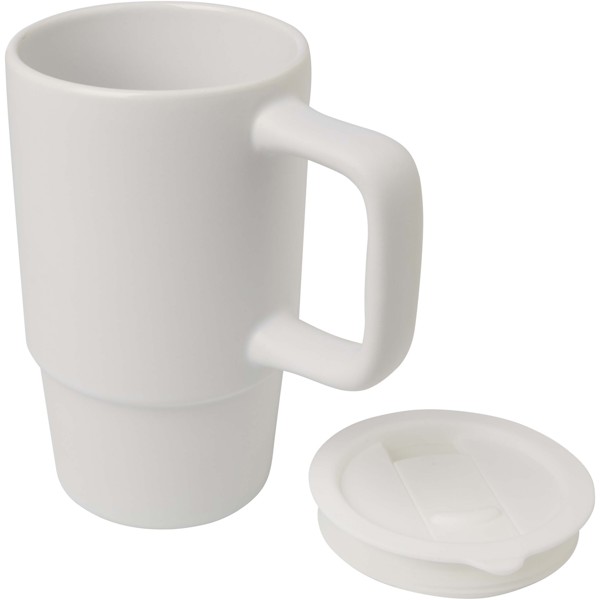 Carter 450 ml Keramiktasse mit Kunststoffdeckel - weiss