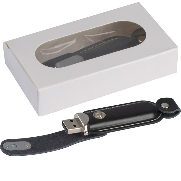 USB Stick with leather cover 4GB - Black