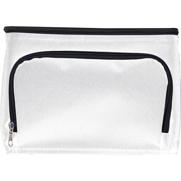 210D polyester cooler bag with front compartment JEFFREY - White
