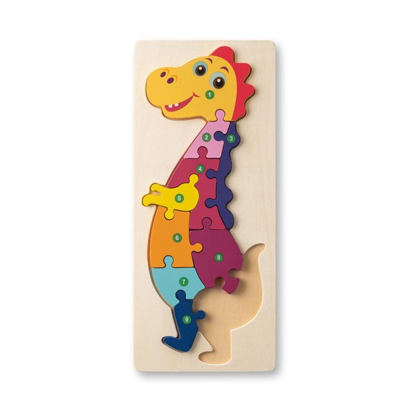 PS - DIPLODOCO. Dinosaur-shaped puzzle in pine plywood