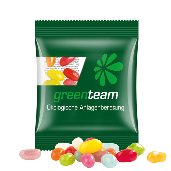 Mini bag 10g, compostable foil transparent, jelly beans | Compostable foil: transparent