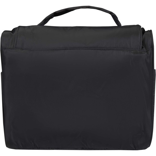 Geantă de toaletă Puffer 8L, din materiale reciclate GRS, cu sistem de agățare – negru