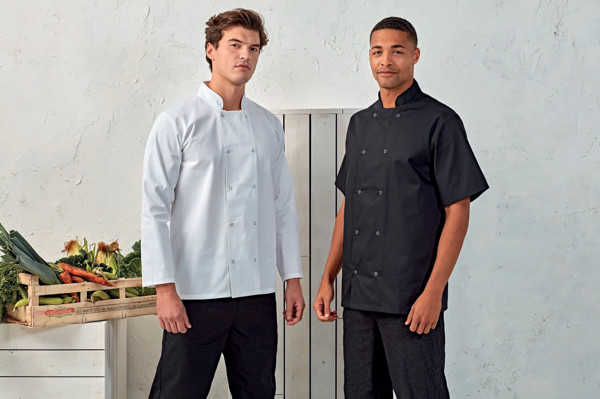 Chef's Short Sleeve Stud Jacket - White / 3XL