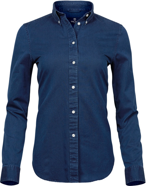 Bluza iz džinsa Twill z dolgimi rokavi Tee Jays | TJ 4003 - Indigo Blue / 3XL