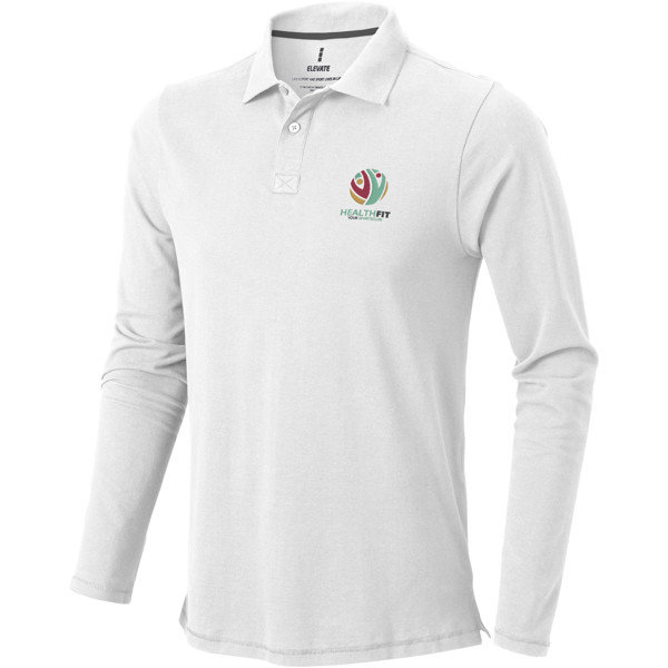 Oakville long sleeve men's polo - White / M