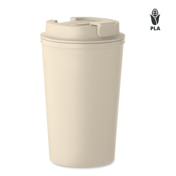 PLA dvojstenný pohár 350 ml Beibaku - Béžová
