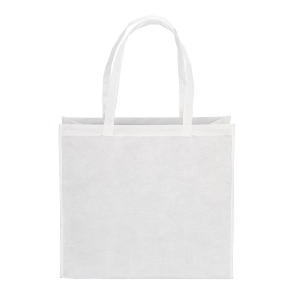 Shopper Con Soffietto In  R-Pet  80G/M2, Manici Lunghi - Bianco