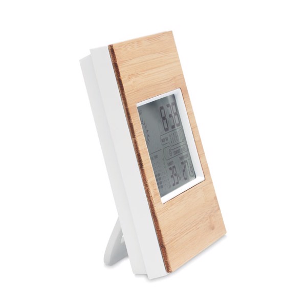 Turku weather station, bamboo front, clock, humidity