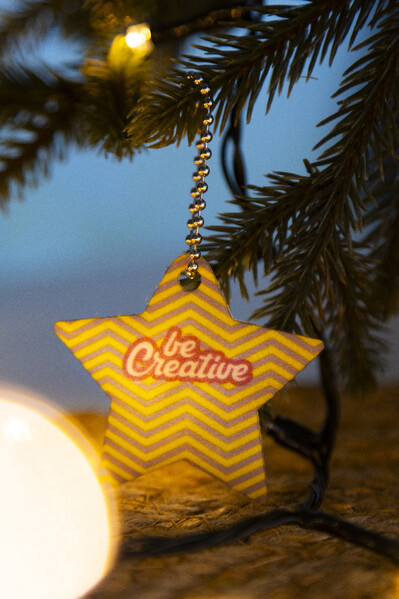 Egyedi Karácsonyi Kulcstartó CreaFelt Key Xmas, Csillag - Fehér