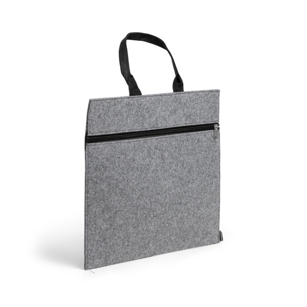 Personalised document holder in recycled felt with zip compartment