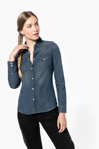 Ladies' Long-Sleeved Denim Shirt - XS