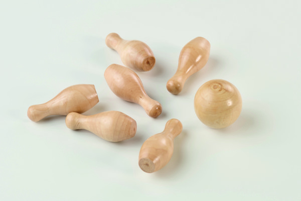 Mini bowling set Bolito, pine wood, 6 pins