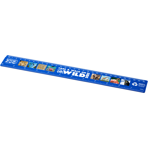 Règle Refari de 30 cm en plastique recyclé - Bleu