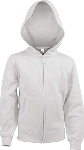 Kids Full Zip Hooded Sweatshirt - White / 10/12