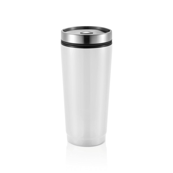 Kozarec Xd Collection 350 ml, pokrov na gumb - Bela