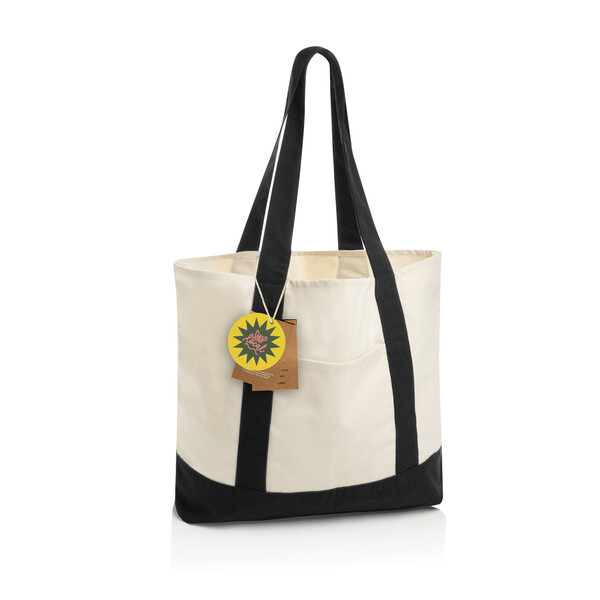 SHOP LOCAL AWARE™ recyklovaná bavlnená taška tote s gramážou - Čierna