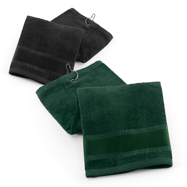GOLFI. Golfhåndklæde med karabin (430 g/m²) - Sort