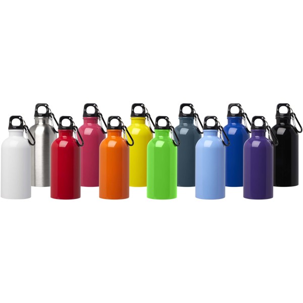 Bouteille d'eau Oregon de 400 ml simple paroi en acier recyclé certifié RCS avec mousqueton - Bleu hale