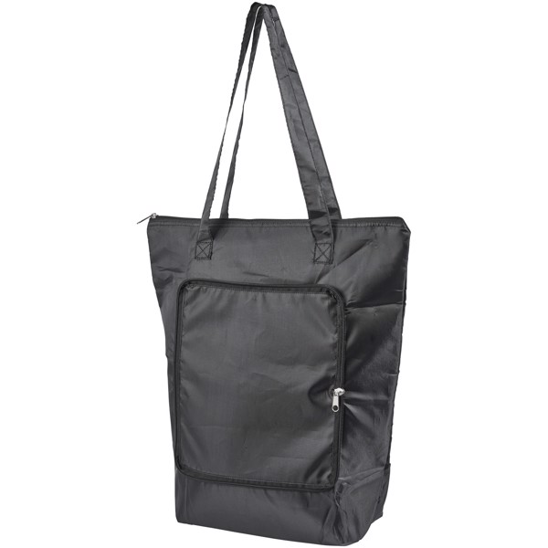 Cool-down zippered foldable cooler tote bag - Solid Black