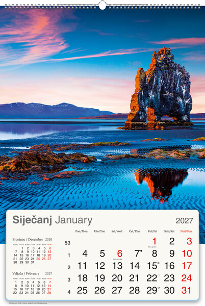 Okomiti zidni kalendar – Planet Zemlja