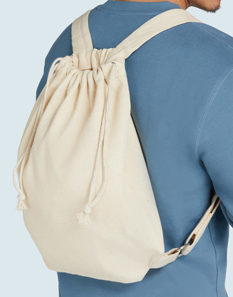 Canvas Backpack Straps And Drawstring - Black / ONE SIZE