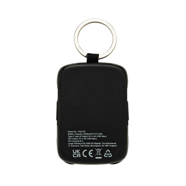 Nexo RCS kľúčenka s powerbankou 2000 mAh a int. káblami - Čierna