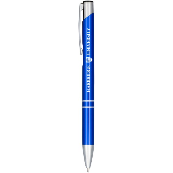 Stylo bille rétractable en aluminium anodisé Moneta (encre noire) - Bleu