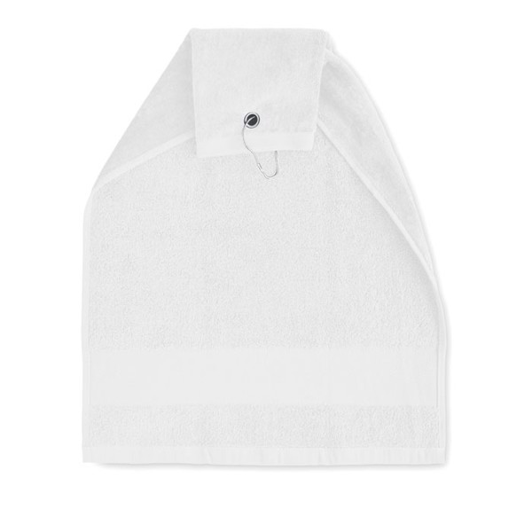 Cotton golf towel with hanger Hitowgo - White