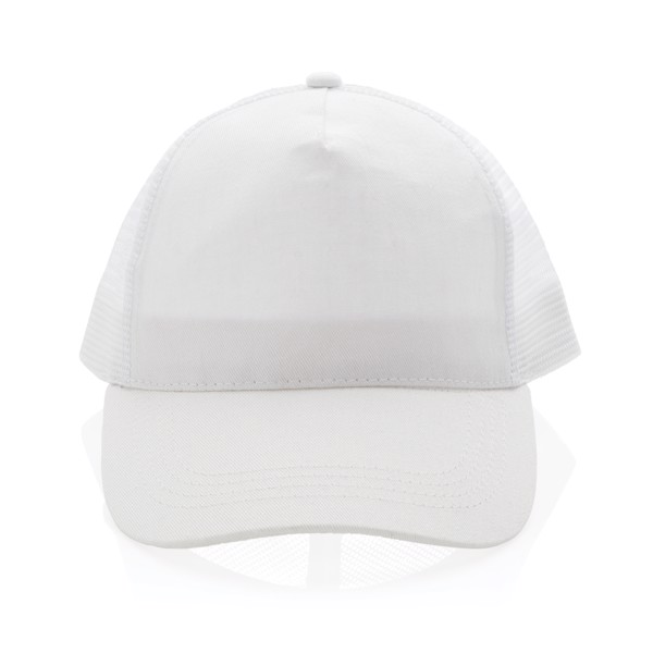 Impact AWARE™ Brushed rcotton 5 panel trucker cap 190gr - White