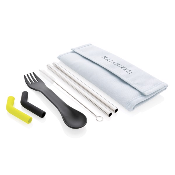 Set pailles 2 pcs et couverts Tierra - Bleu