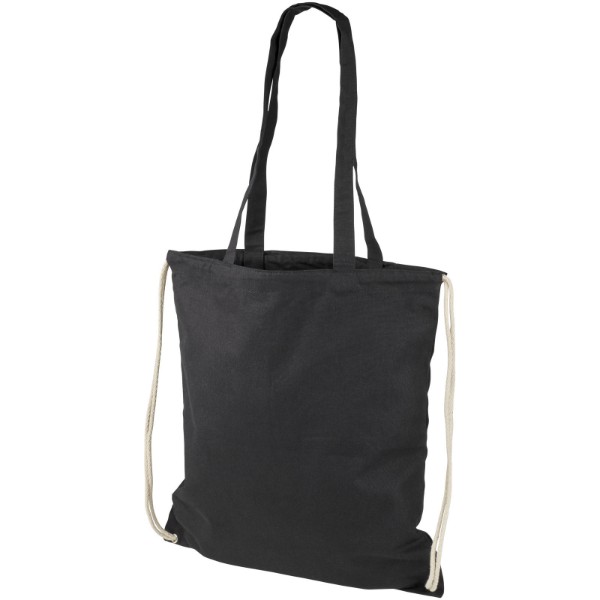 Eliza 240 g/m² cotton drawstring backpack - Solid Black