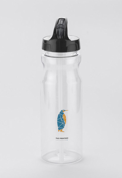 Water bottle with straw TRANCE 700 ml - black