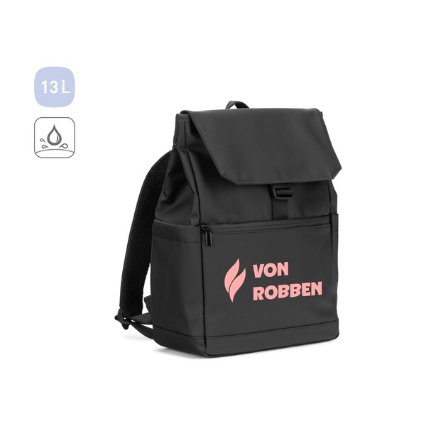 AZORES BAG. Batoh na notebook (16") z PU, s chlopňou zakrývajúcou všetky priehradky