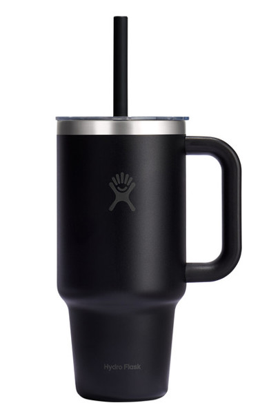 32 OZ TRAVEL TUMBLER CLEAR LID BLACK