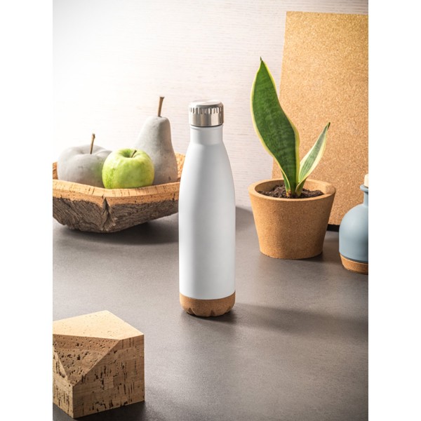 SOLBERG. Thermos 560mL en acier inox avec base en liège - Argenté Satiné