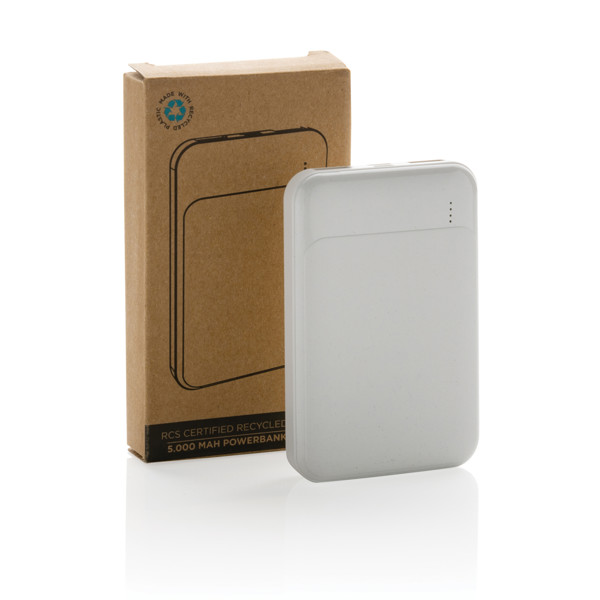 RCS recycled plastic 5.000 mAh powerbank - White