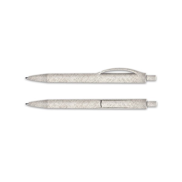 STYLO BILLE ECRITURE BLEUE CORPS ET CLIP PLASTIQUE BIO-SOURCE - Blanc