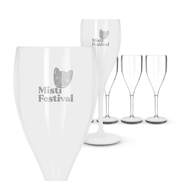 FLUTE A CHAMPAGNE EN PLASTIQUE REUTILISABLE TRITAN® 16 cl RAS BORD - Blanc opaque