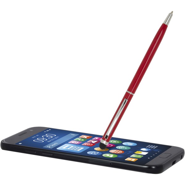 Penna a sfera in alluminio con stylus Ore (inchiostro blu) - Rosso