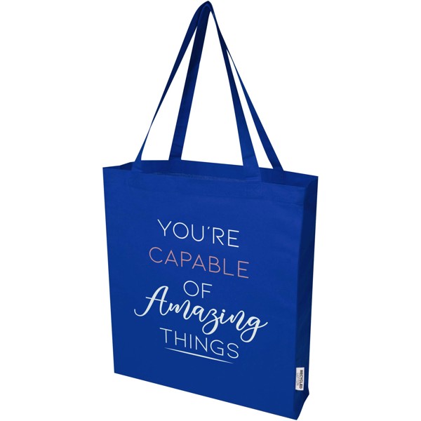Sac shopping à soufflets Madras en coton recyclé 140 g/m² certifié GRS 12L - Bleu royal
