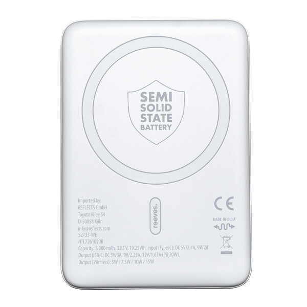 Powerbank sans fil magnétique 15W WATTRON PLUS V - blanc