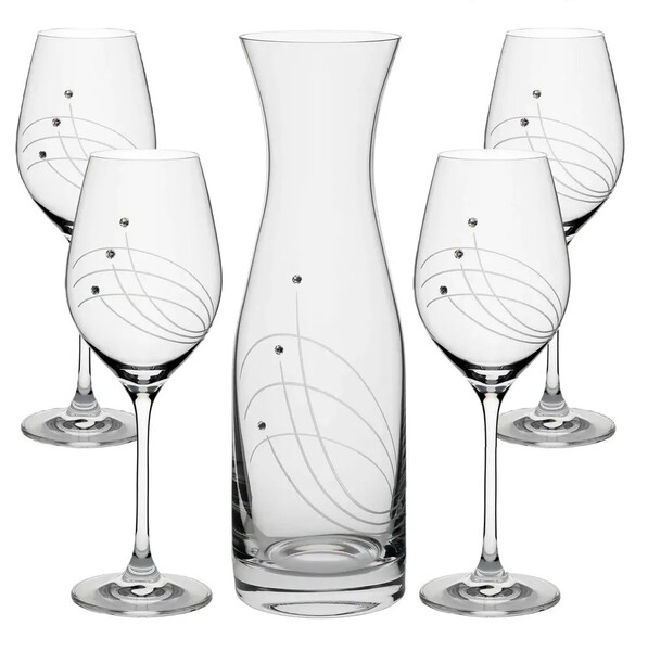 SET fľaša Vital + kalichy na víno 30538 Swarovski Crystals (1+4KS)
