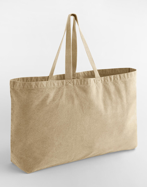 Garment Dyed Oversized Tote Bag - Vintage Black / ONE SIZE